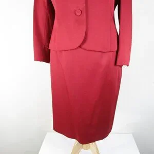 Kasper Skirts Kasper Plus Size Petite Solid Red Skirt Suit